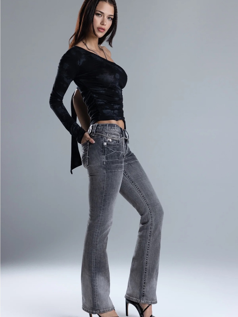 moving sale 💕 - NWT miss me grey low rise flare jeans size 26